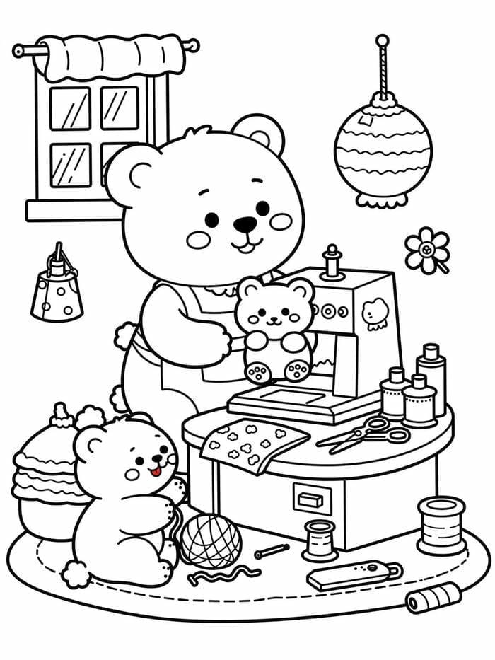bé rèn luyện khéo tay tranh tô màu con gấu cho bé