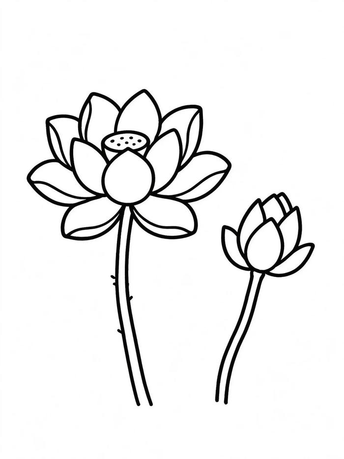 tranh tô màu hoa sen cho bé gái