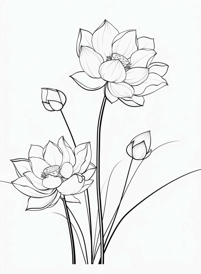 tranh tô màu hoa sen đáng yêu