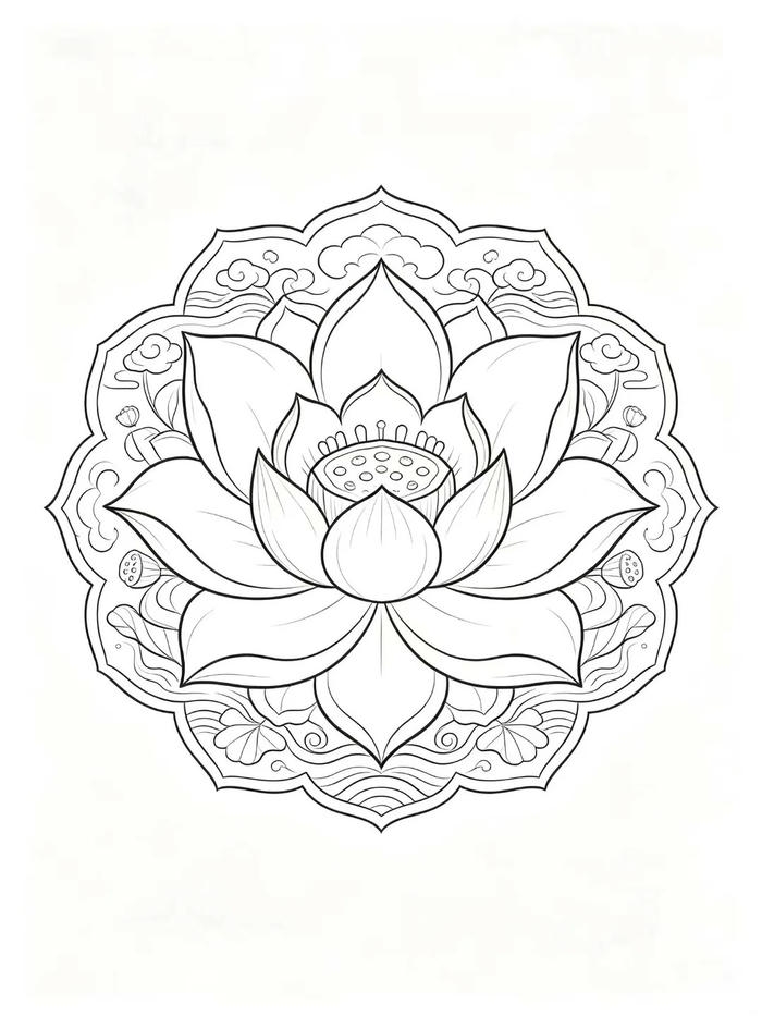 tranh tô màu hoa sen sáng tạo