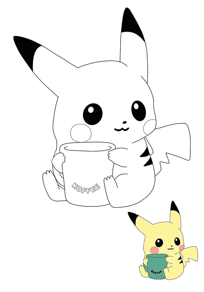tranh tô màu pikachu cho bé khám phá