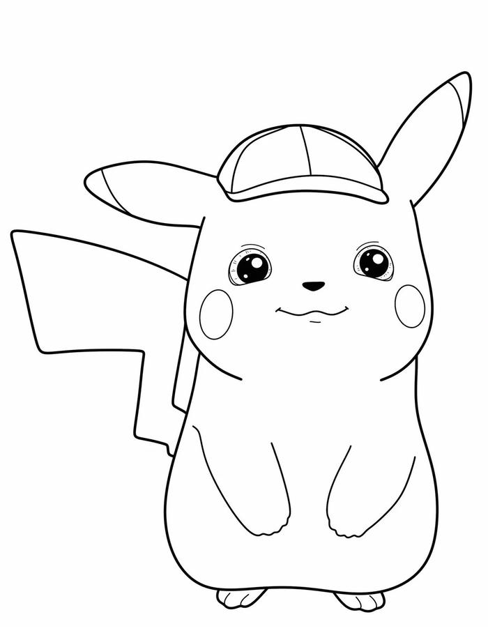 tranh tô màu pikachu đang cười