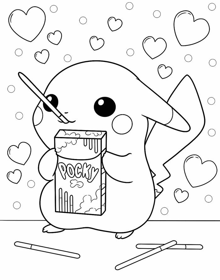 tranh tô màu pikachu đang tạo dáng