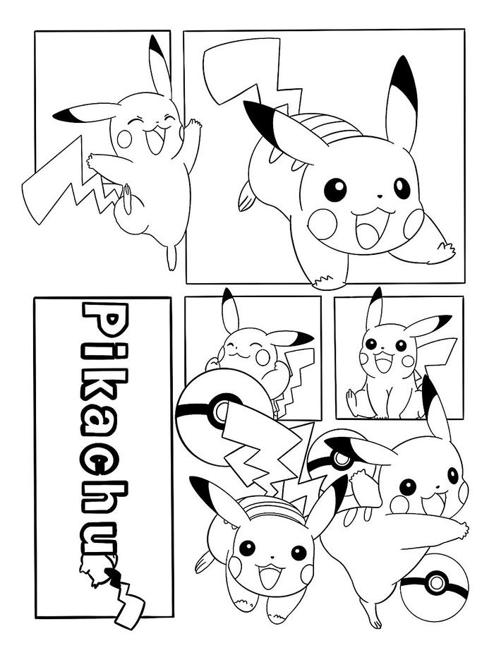 tranh tô màu pikachu dễ thương
