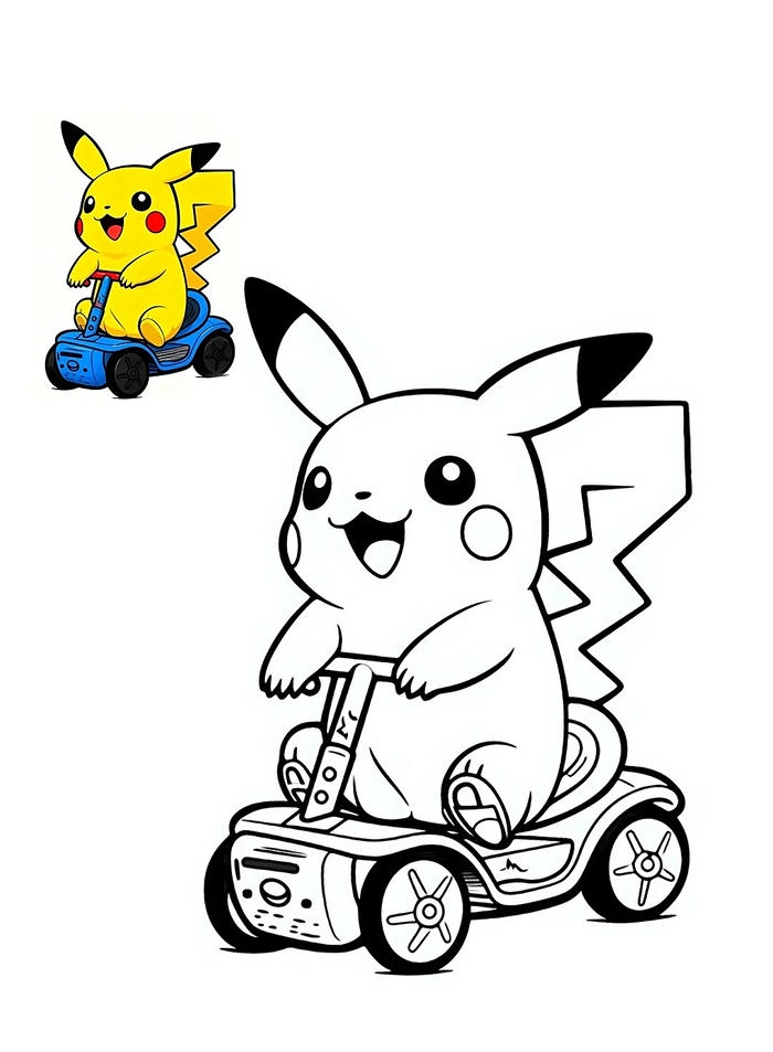 tranh tô màu pikachu đơn giản cho bé