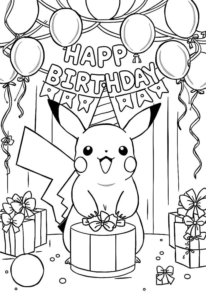 tranh tô màu pikachu với hình dáng quen thuộc