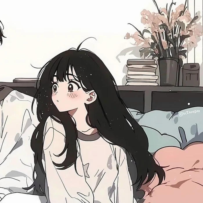 Ảnh anime cặp đôi yêu nhau với mái tóc khẽ chạm nhau