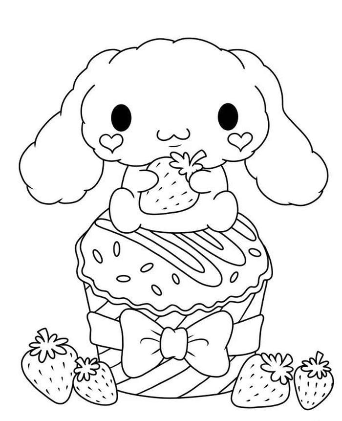 Ảnh tranh tô màu Cinnamoroll thay đồ với áo và quần ngộ nghĩnh