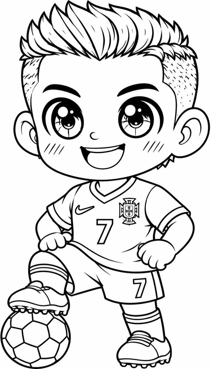 Ảnh tranh tô màu Ronaldo mang biểu tượng CR7 nổi bật