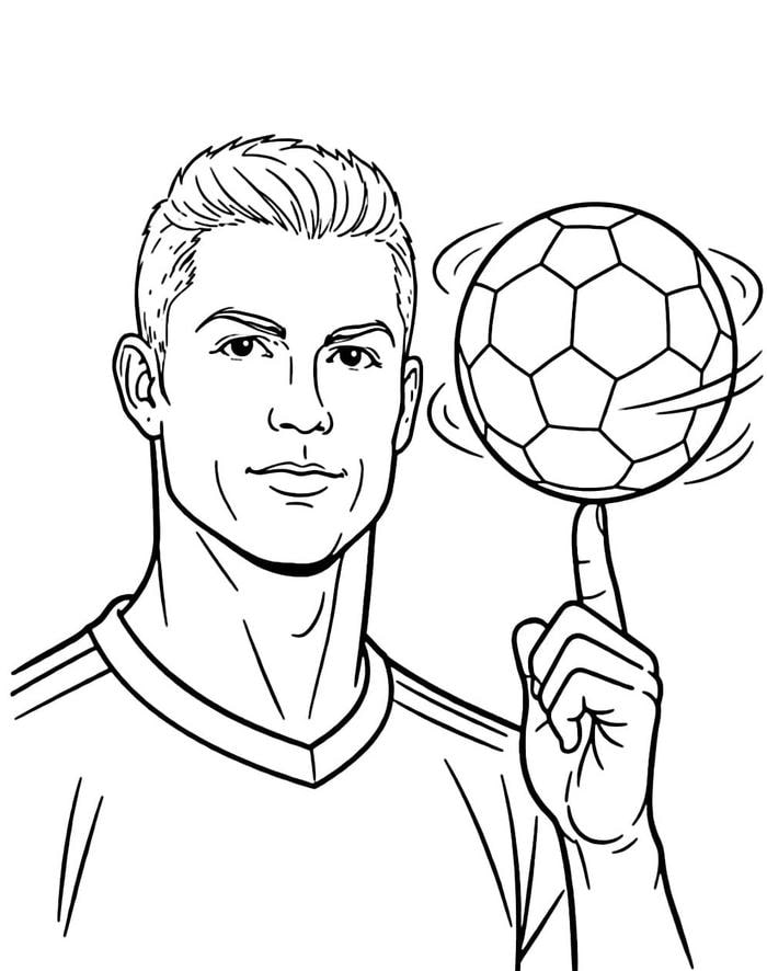 Ảnh tranh tô màu Ronaldo phù hợp làm hình tô cho fan