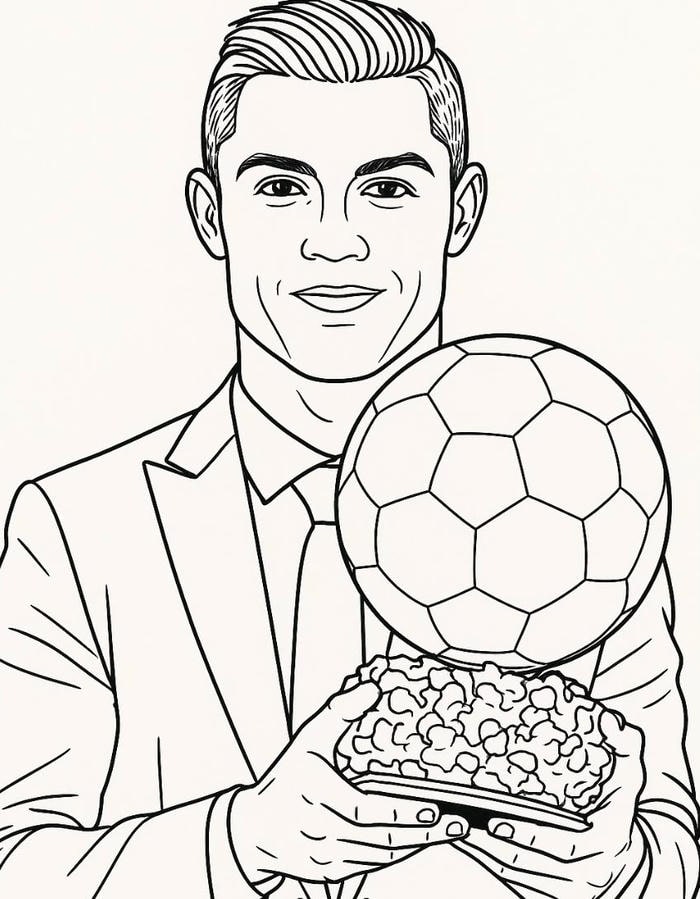 Ảnh tranh tô màu Ronaldo thể hiện thần tượng sân cỏ