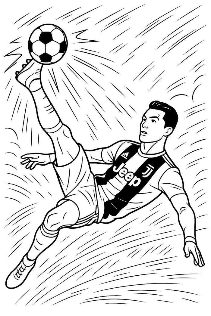 Ảnh tranh tô màu Ronaldo với hình ảnh siêu sao bóng đá