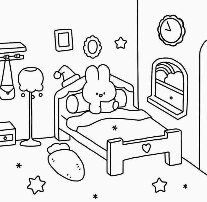 Ảnh tranh tô màu cute chill với hình vẽ đơn giản, đáng yêu