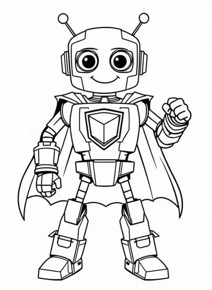 Ảnh tranh tô màu robot thiết kế đơn giản cho bé tập tô