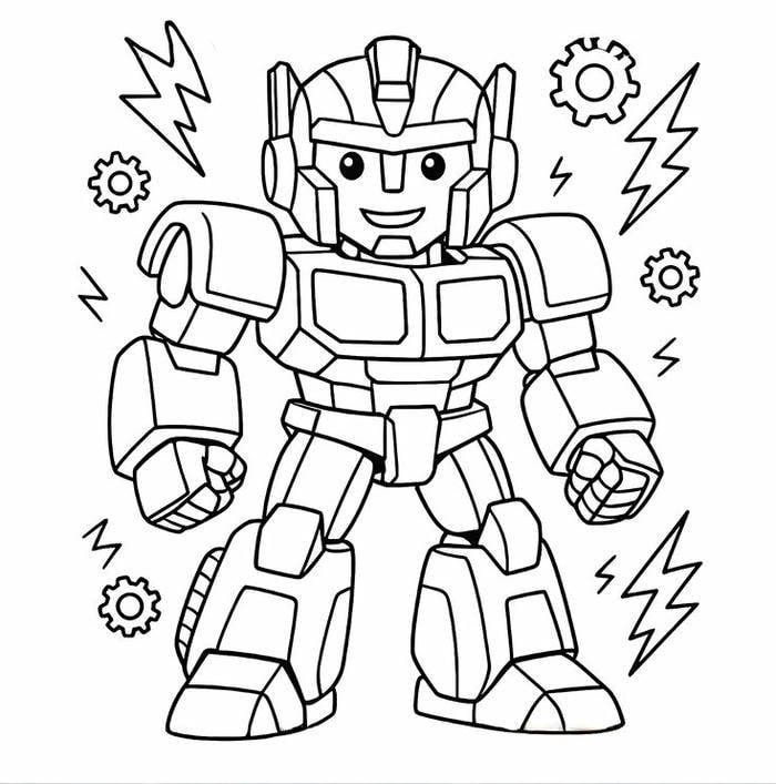 Ảnh tranh tô màu robot với cánh tay cơ khí