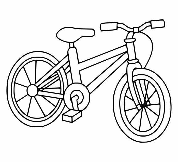 Ảnh tranh tô màu xe đạp thiết kế đơn giản cho bé