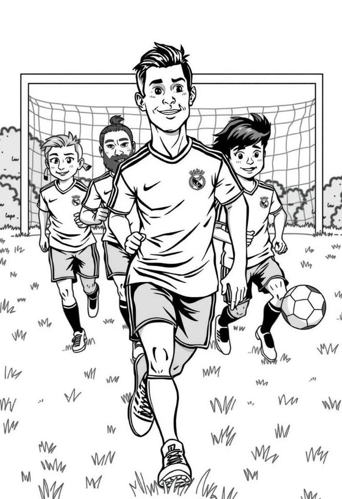 Áo đấu quen thuộc làm nổi bật hình Ronaldo để tô màu