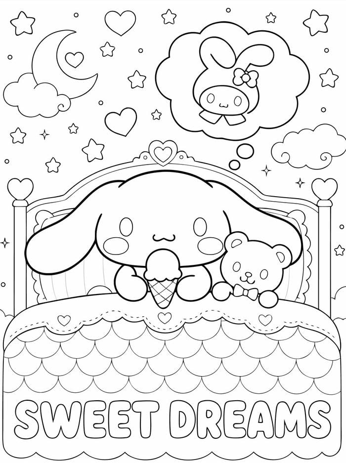 Bé khám phá nhiều kiểu trang phục qua tranh Cinnamoroll thay đồ