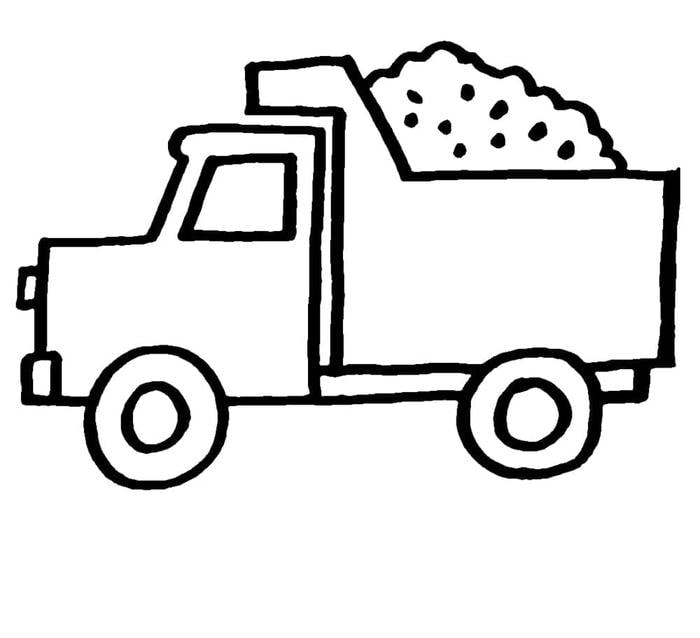 Bé tập phối màu cho xe tải chở hàng trong tranh