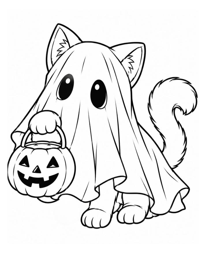 Bé tập tô hình xác ướp ngộ nghĩnh trong đêm Halloween