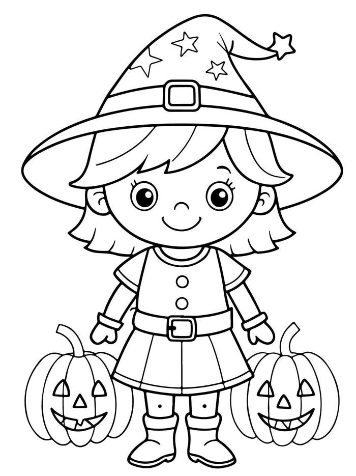 Bí ngô Halloween với khuôn mặt tinh nghịch trong tranh tập tô