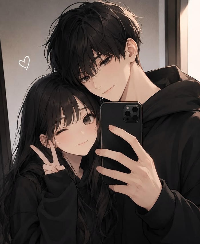 Bóng dáng hai người bên nhau tạo nên ảnh anime lãng mạn