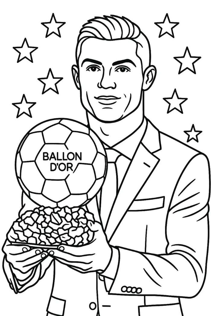 CR7 trong hình tô màu với phong cách cầu thủ chuyên nghiệp