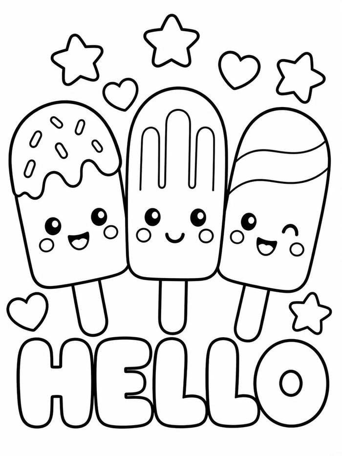Các hình minh họa dễ thương kết hợp trong tranh cute chill tô màu