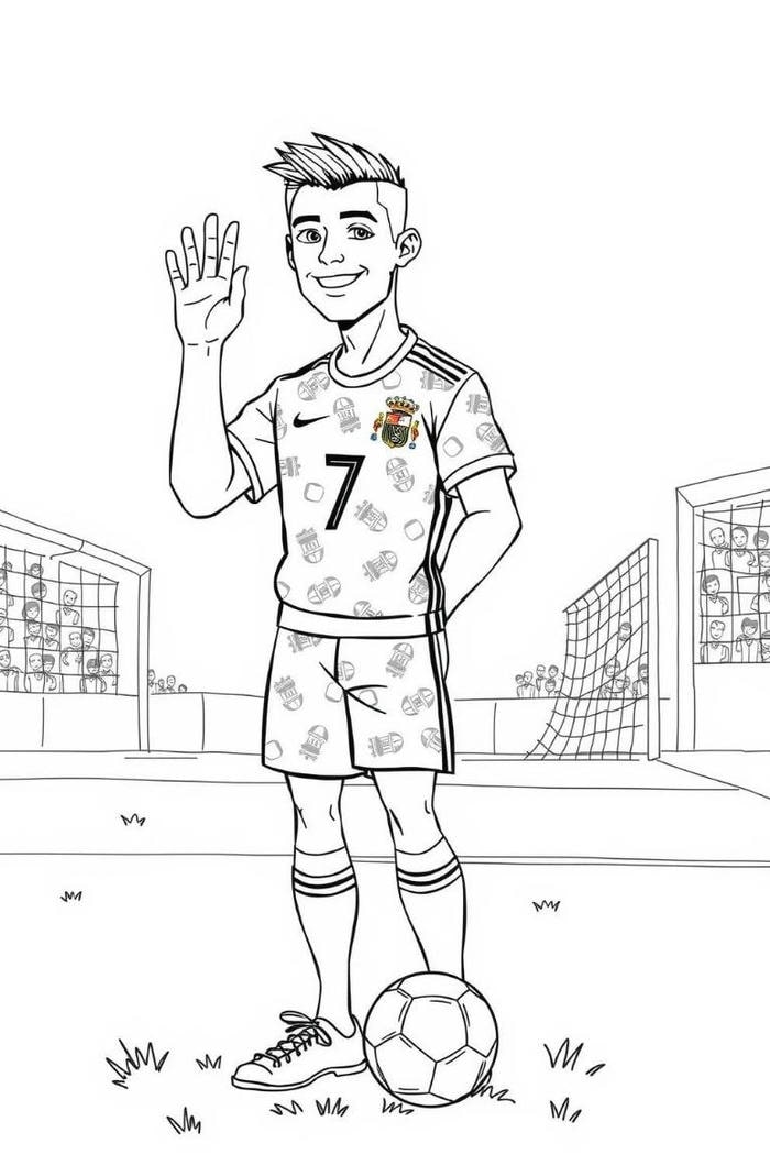 Cầu thủ Ronaldo trở thành nhân vật nổi bật trong tranh tô màu