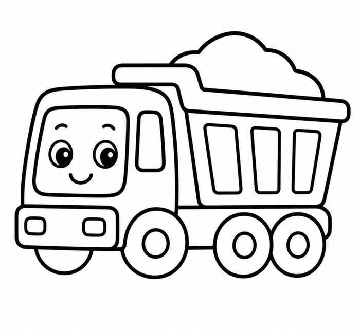 Chiếc xe tải trong tranh tô màu có cabin vuông