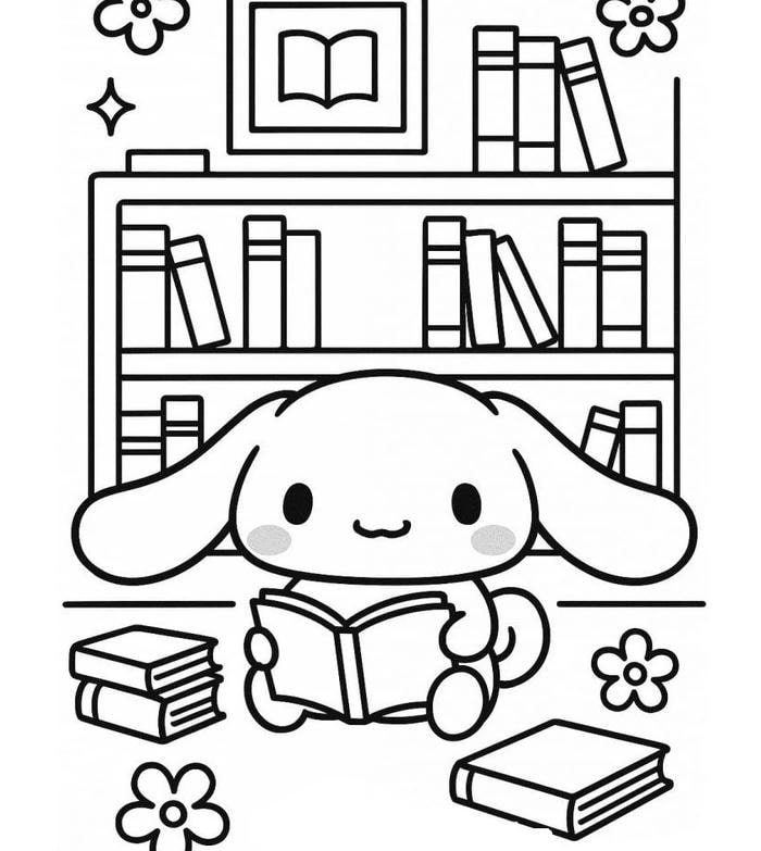 Cinnamoroll thay đồ trong hình tô màu với nhiều phụ kiện xinh xắn