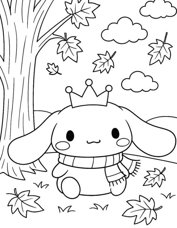 Cinnamoroll thay đồ với váy áo dễ thương trong mẫu tranh tô màu