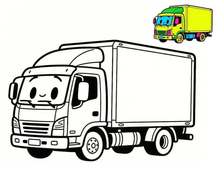 Dáng xe tải bốn bánh phù hợp cho bé tập tô màu