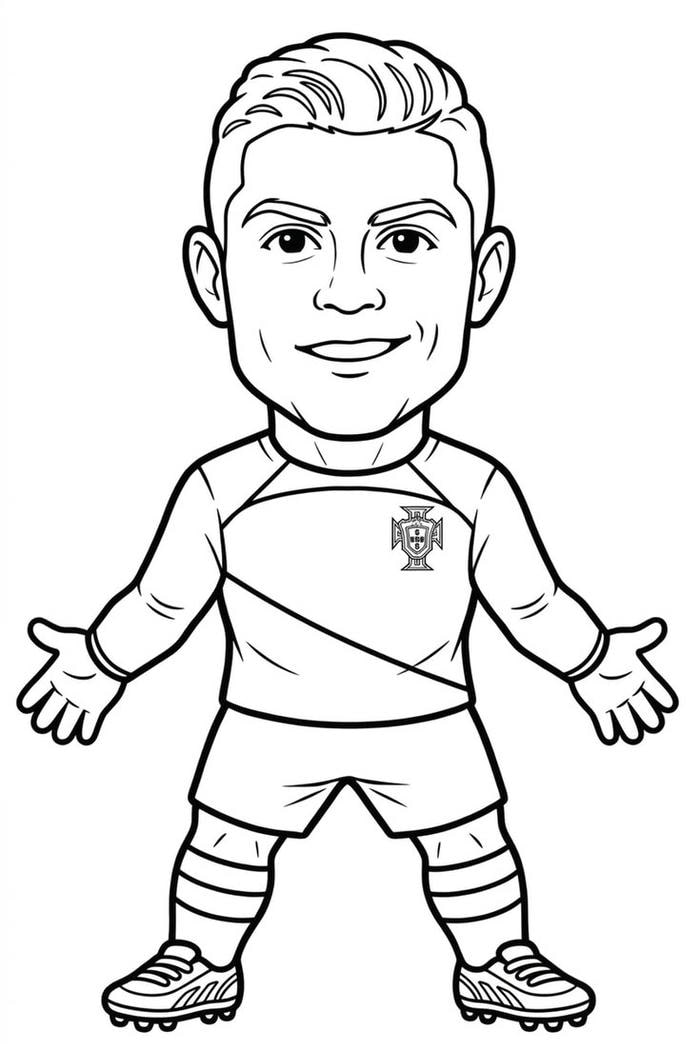 Hình ảnh tranh tô màu Ronaldo cùng phong cách mạnh mẽ