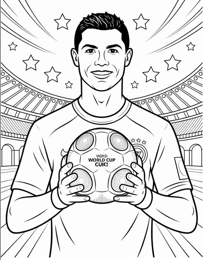 Hình ảnh tranh tô màu Ronaldo dành cho người yêu thể thao