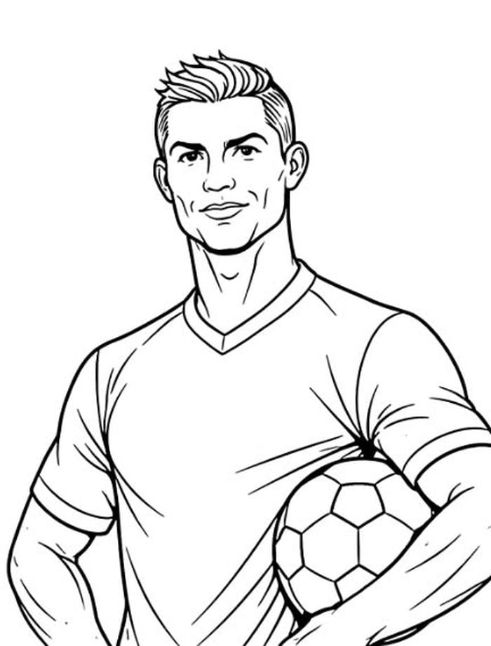 Hình ảnh tranh tô màu Ronaldo tái hiện ngôi sao bóng đá