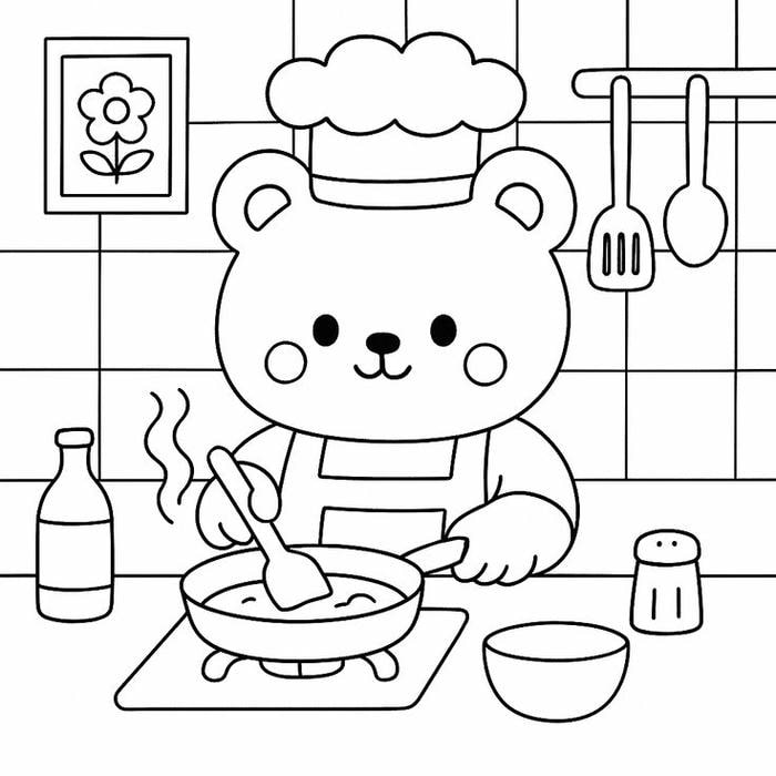 Hình ảnh tranh tô màu cute chill có nét vẽ nhẹ nhàng