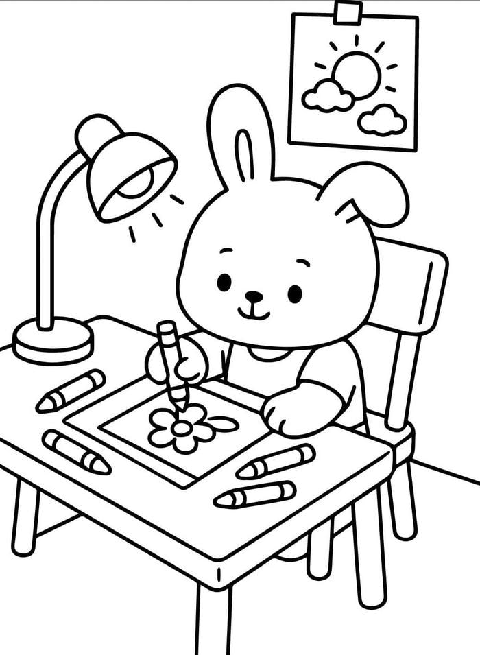 Hình ảnh tranh tô màu cute chill mang không khí yên bình