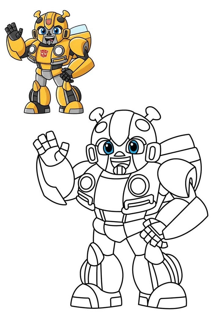 Hình ảnh tranh tô màu robot có chân máy móc rõ nét