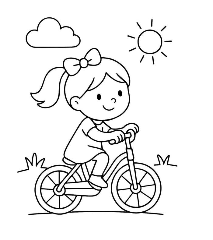 Hình ảnh tranh tô màu xe đạp có bàn đạp rõ nét