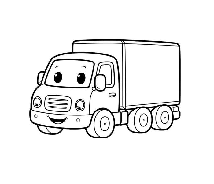 Hình ảnh tranh tô màu xe tải chở hàng trên đường