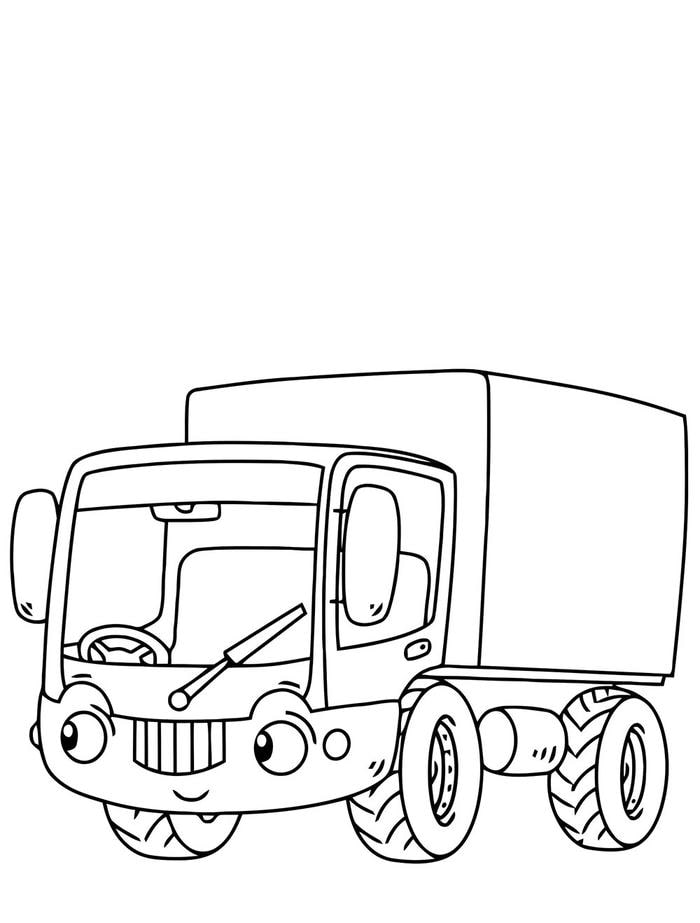 Hình ảnh tranh tô màu xe tải với khung xe đơn giản