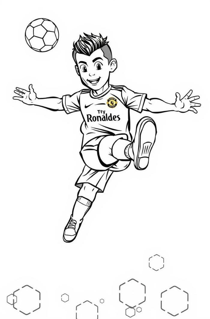 Hình tượng cầu thủ Ronaldo nổi bật trong tranh tô màu