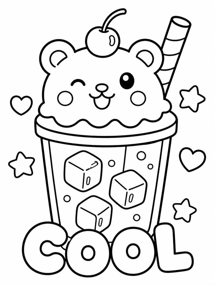 Không gian nhẹ nhàng được thể hiện qua tranh tô màu cute chill