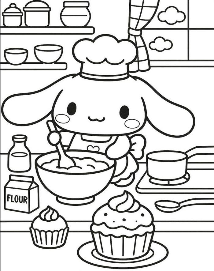 Những bộ đồ ngộ nghĩnh làm nổi bật tranh tô màu Cinnamoroll thay đồ