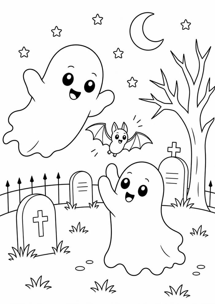 Phù thủy nhỏ bên chiếc vạc phép thuật trong tranh Halloween