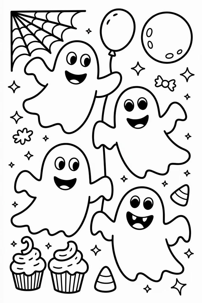 Sưu tập mẫu Halloween chưa tô màu có quái vật vui nhộn
