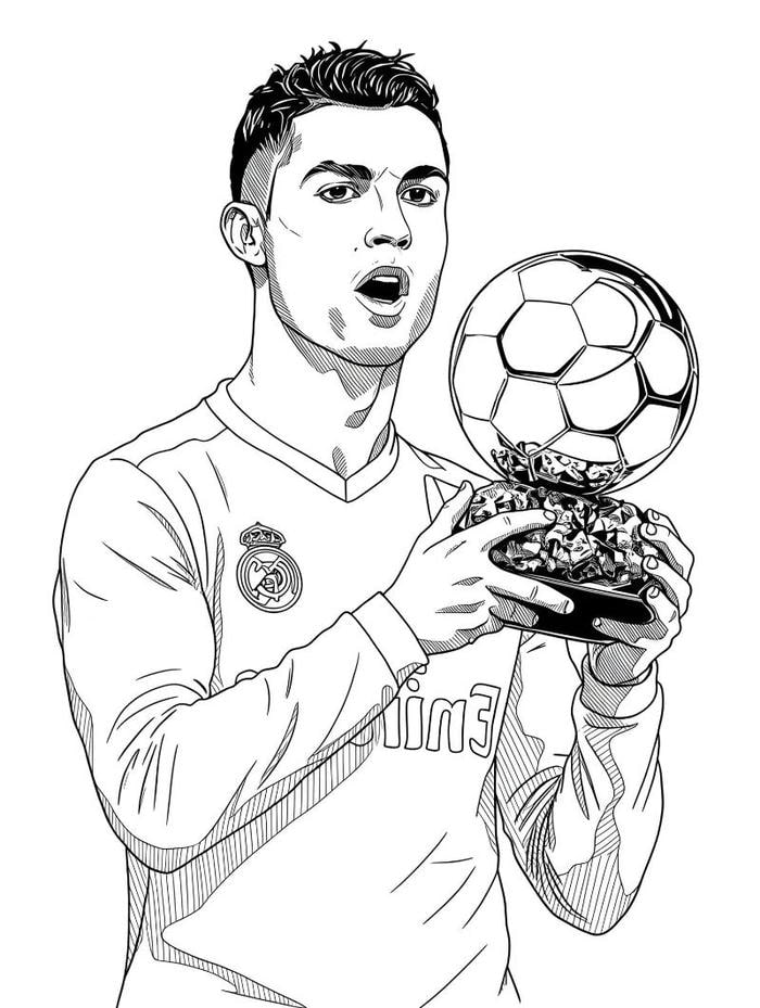 Thần tượng bóng đá nổi tiếng được thể hiện qua tranh tô màu Ronaldo