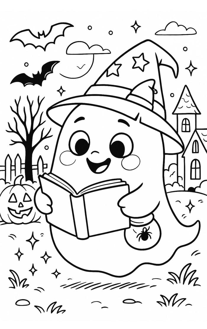 Tô màu Halloween chibi cùng những bóng ma tròn đáng yêu