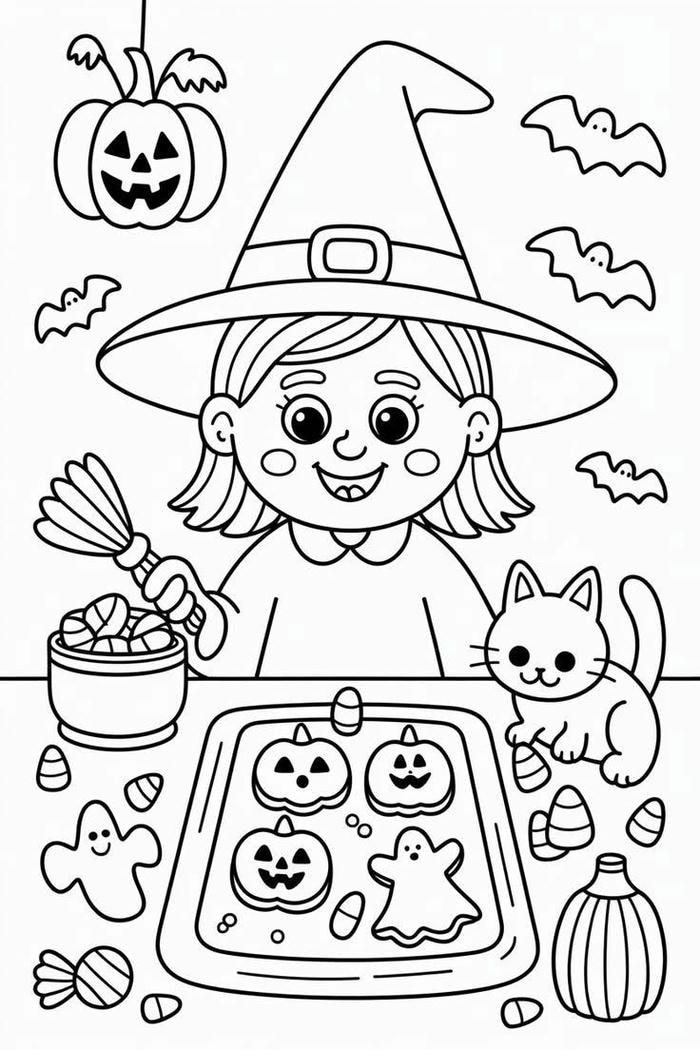 Tô màu Halloween cho bé với chú ma nhỏ cầm kẹo